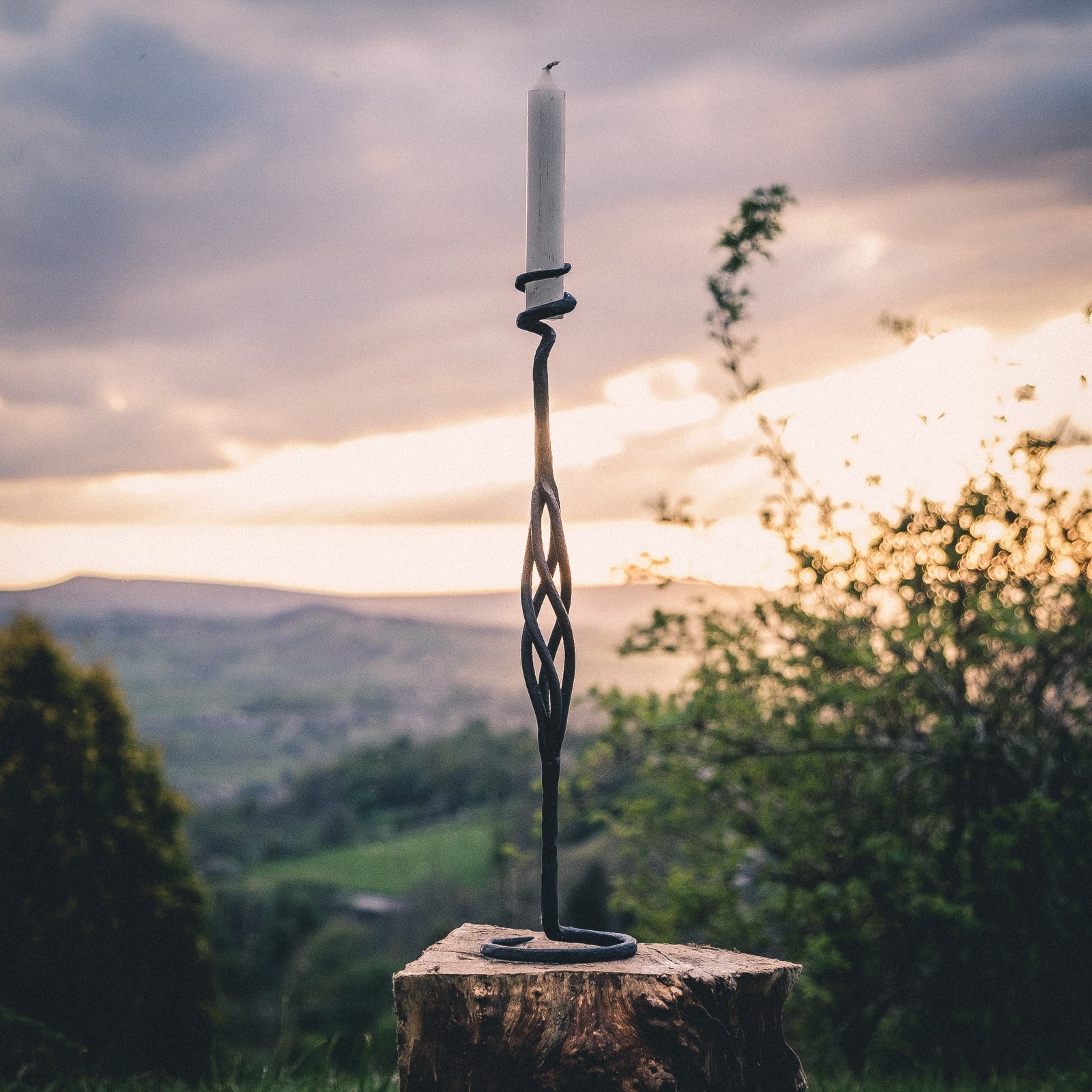 Hand Forged Basket Twist Candlestick
