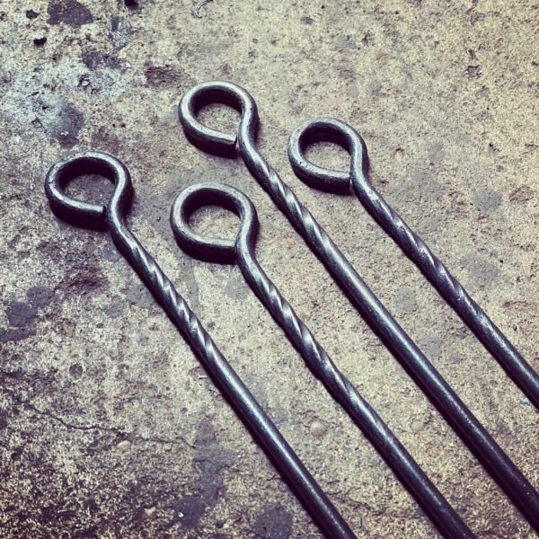 Hand Forged Kebab Skewers – Set of 4
