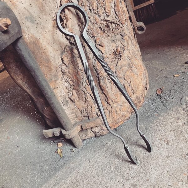 Hand Forged Rope Twist Fire Tongs