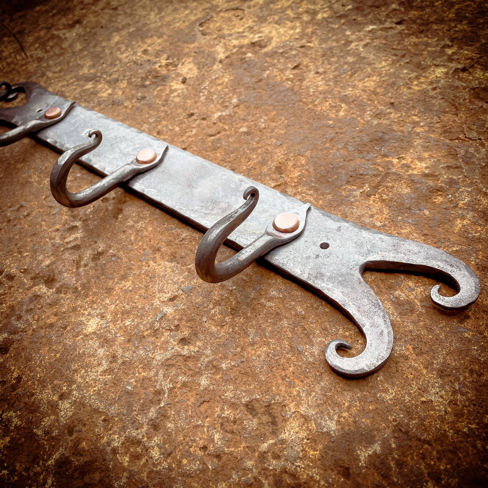 Hand Forged Wall Hanger with Hooks - Image 4