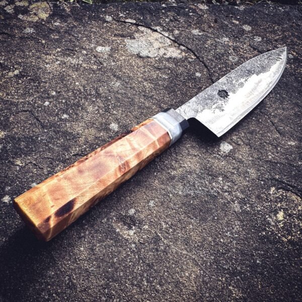 Bespoke Hand Forged Chef Knife – Poplar Burl 135mm