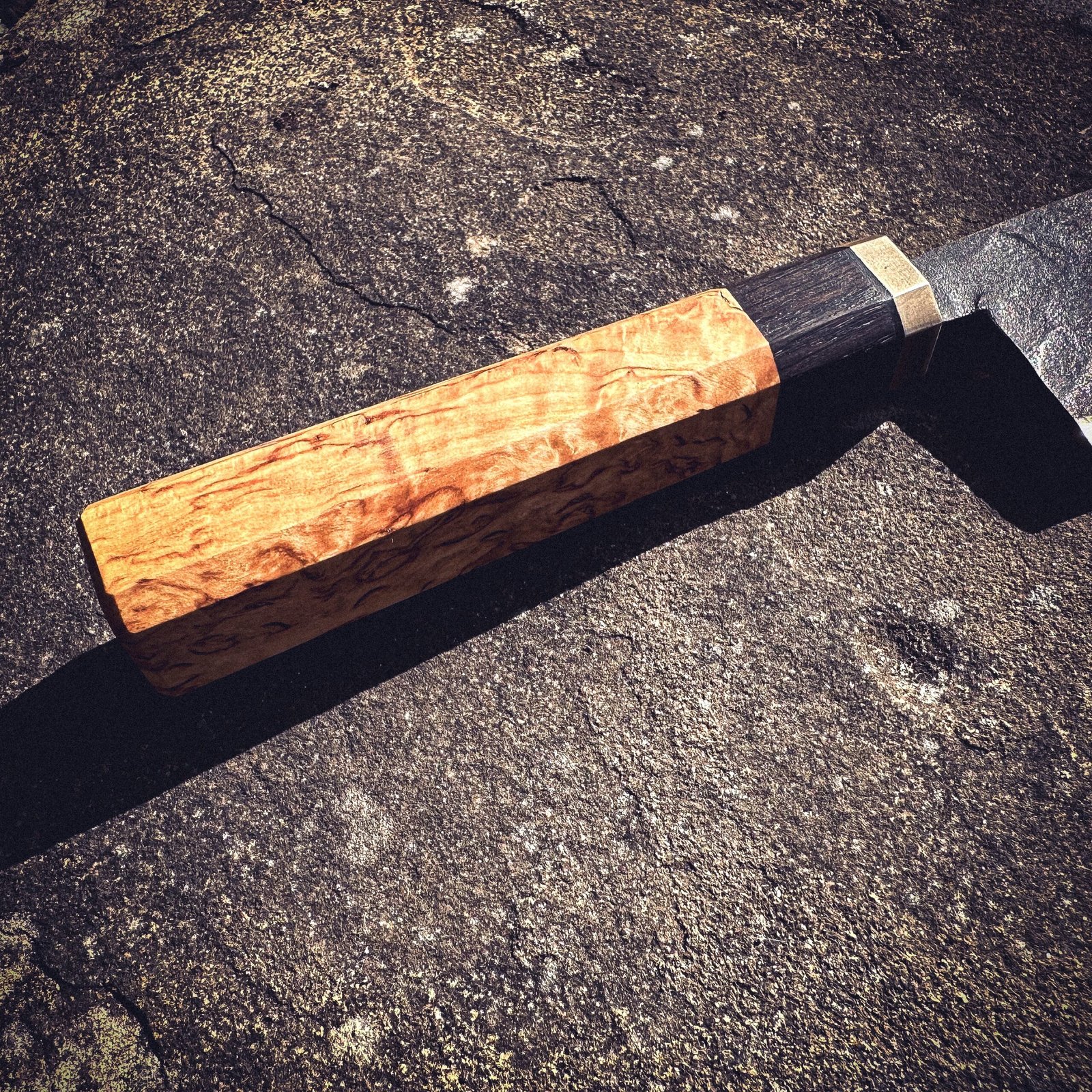 Bespoke Hand Forged Chef Knife - Curly Birch 175mm - Image 2
