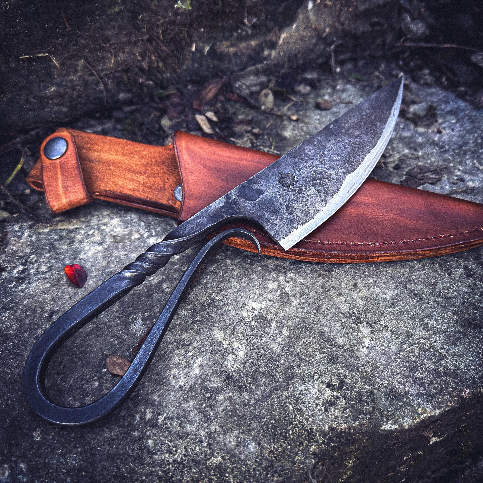 Hand Forged Viking Knife with Leather Sheath