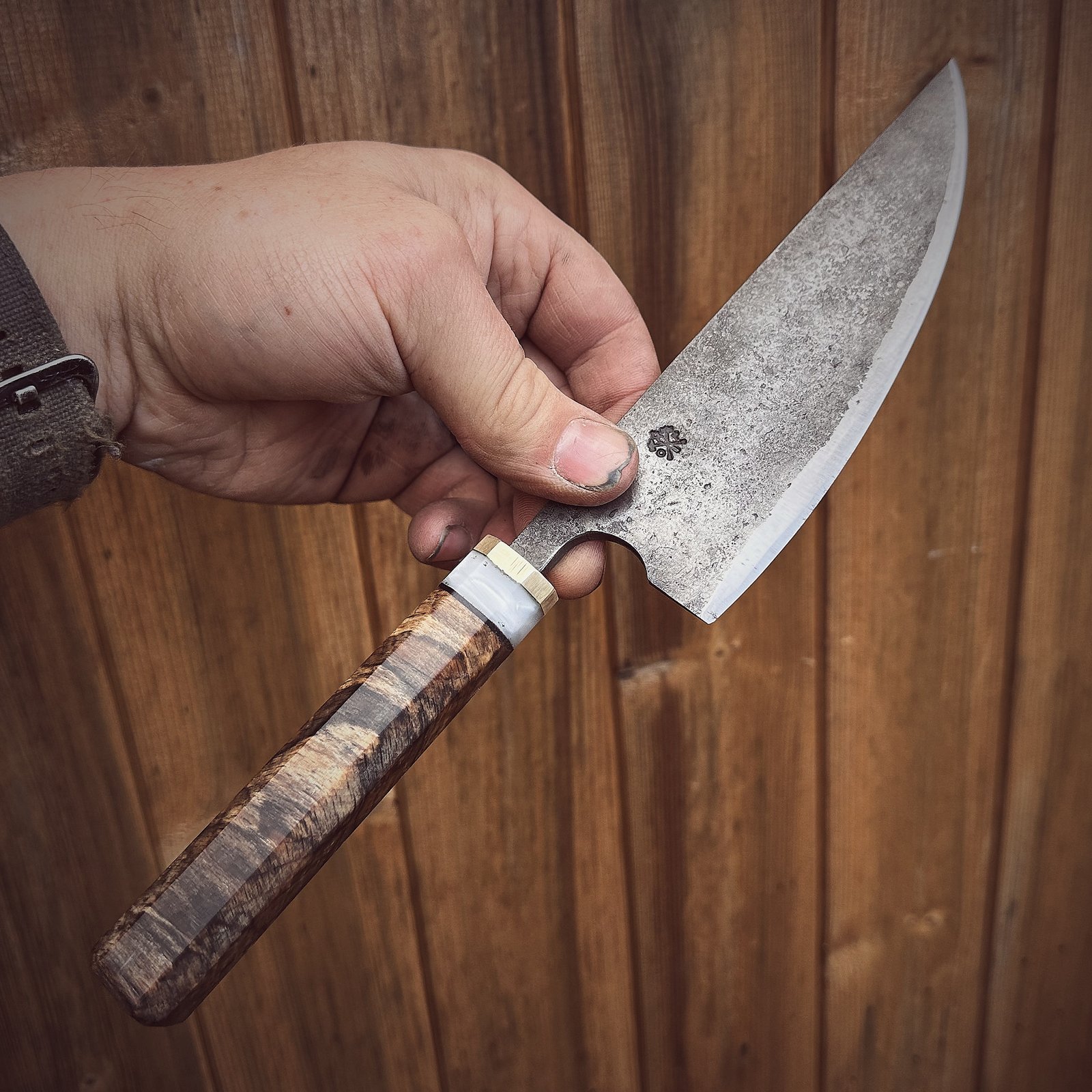 Bespoke Hand Forged Chef Knife - Spalted Beech 160mm