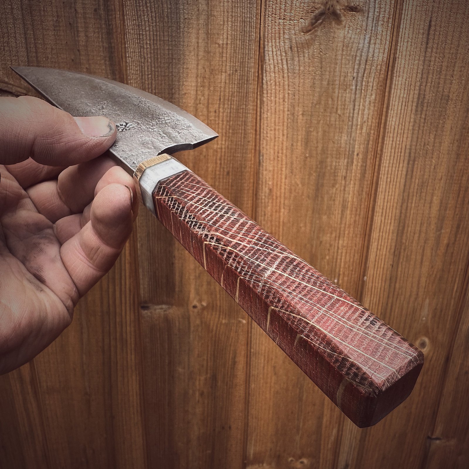 Bespoke Hand Forged Chef Knife - Red Oak 160mm - Image 2
