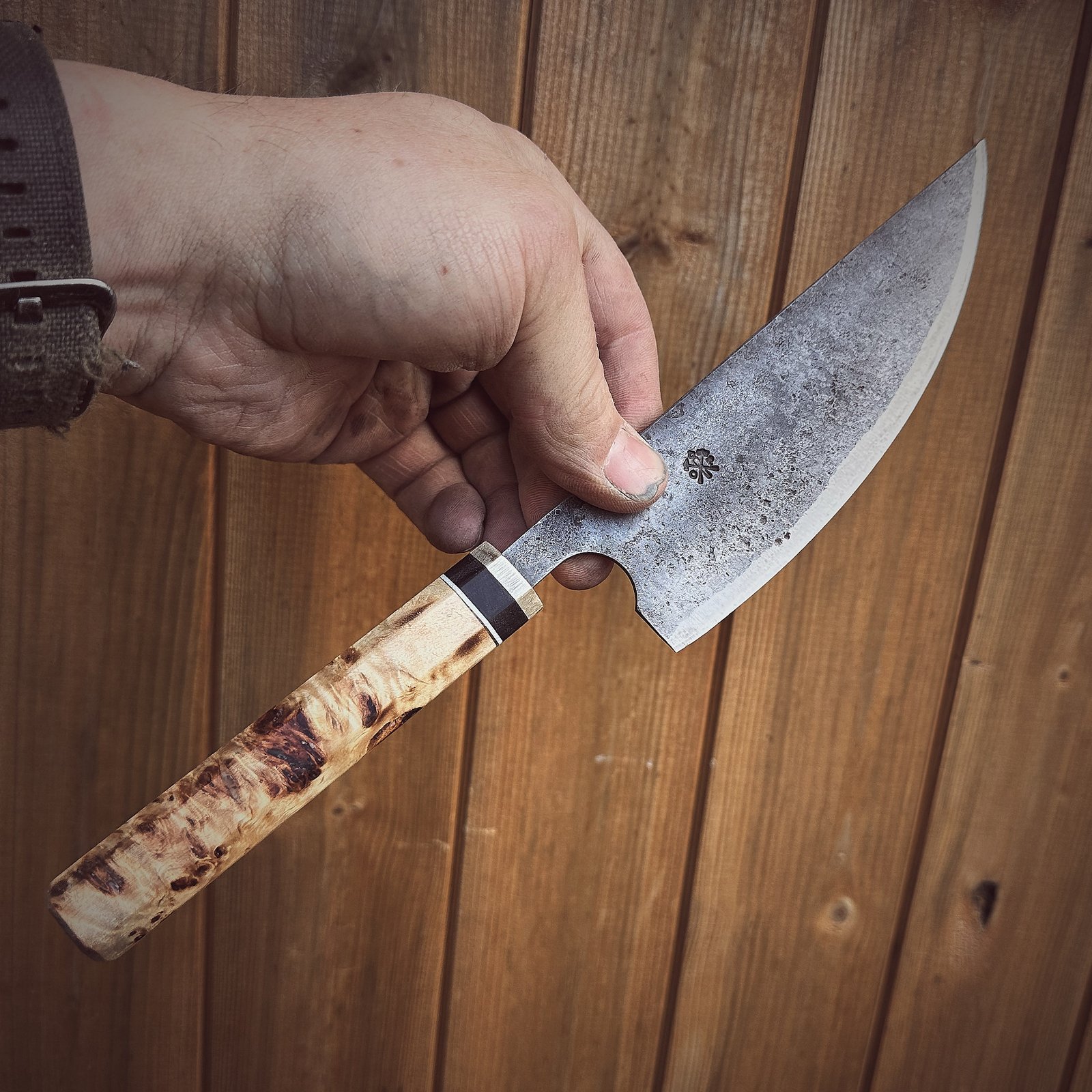 Bespoke Hand Forged Chef Knife - Poplar Burl 160mm