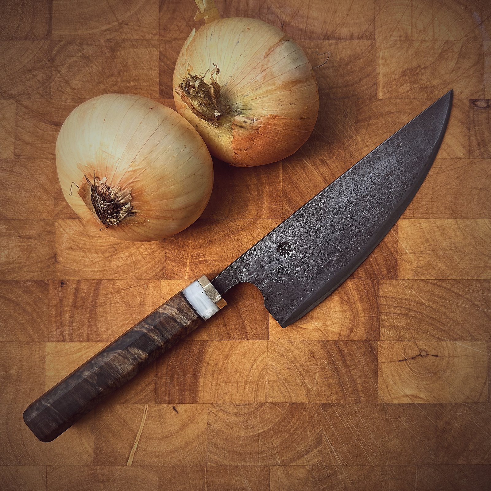 Bespoke Hand Forged Chef Knife - Spalted Beech 160mm - Image 3