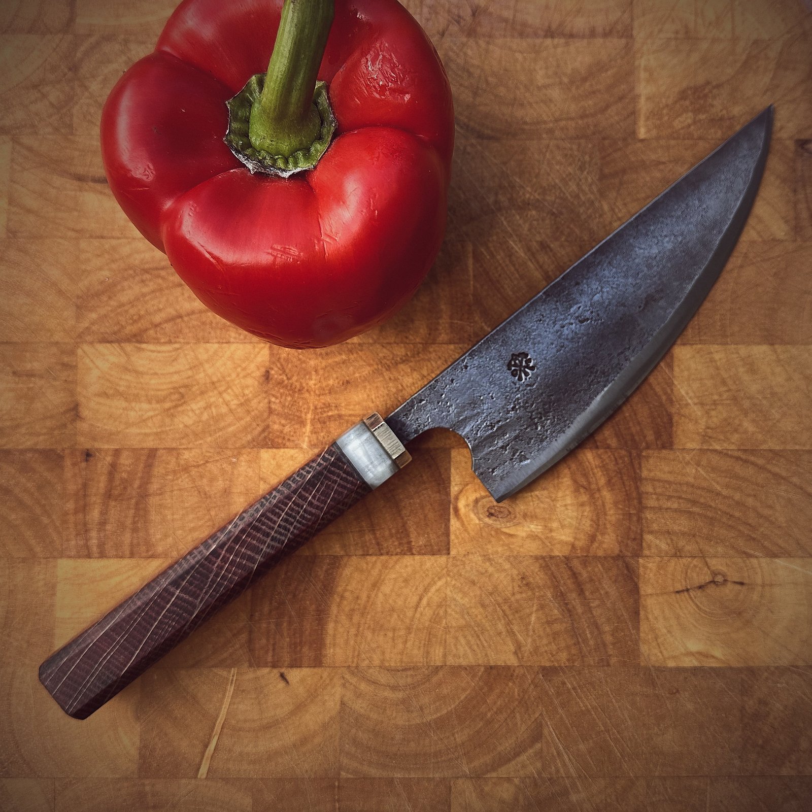 Bespoke Hand Forged Chef Knife - Red Oak 160mm - Image 3