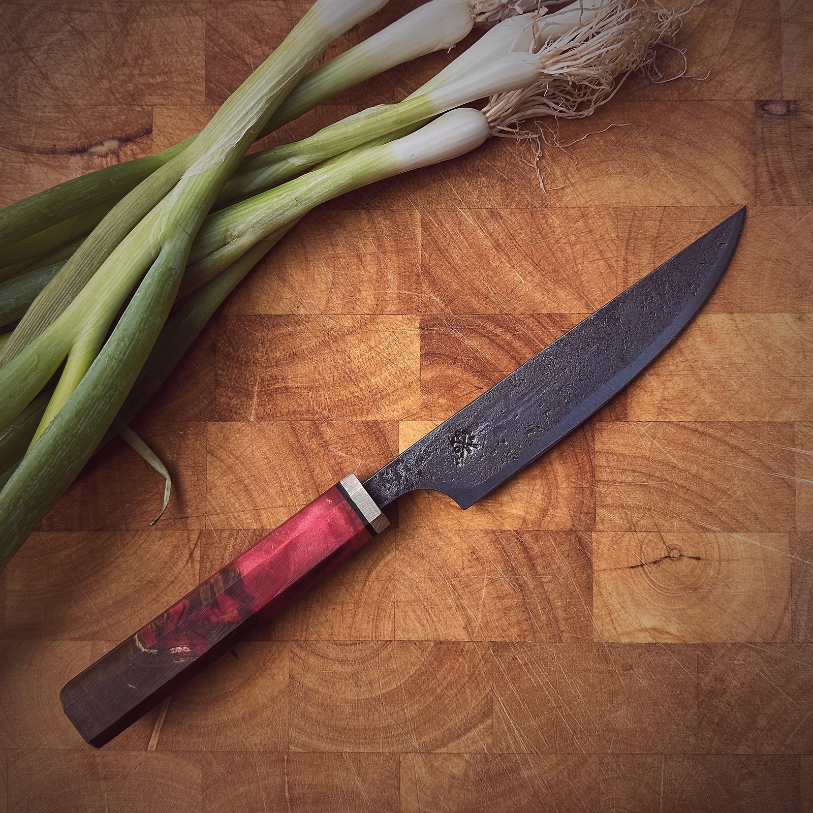 Bespoke Hand Forged Chef Knife - Red 130mm - Image 3