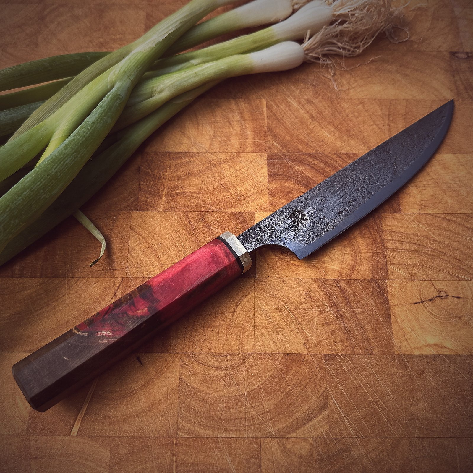 Bespoke Hand Forged Chef Knife - Red 130mm - Image 4