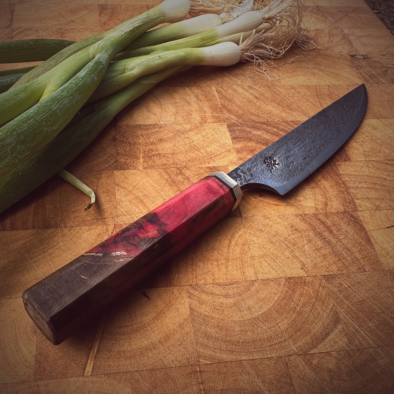 Bespoke Hand Forged Chef Knife - Red 130mm - Image 5